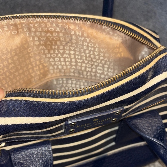 Kate Spade navy blue and Cream Striped Women’s purse - Picture 9 of 16
